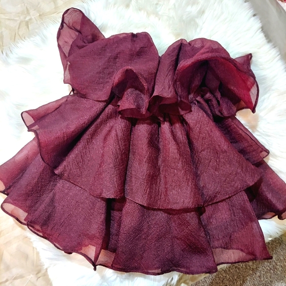 NWT Altar'd State Maroon Strapless Layered Mini Party Dress - Picture 2 of 7